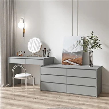 L-shaped Retractable Vanity Desk
